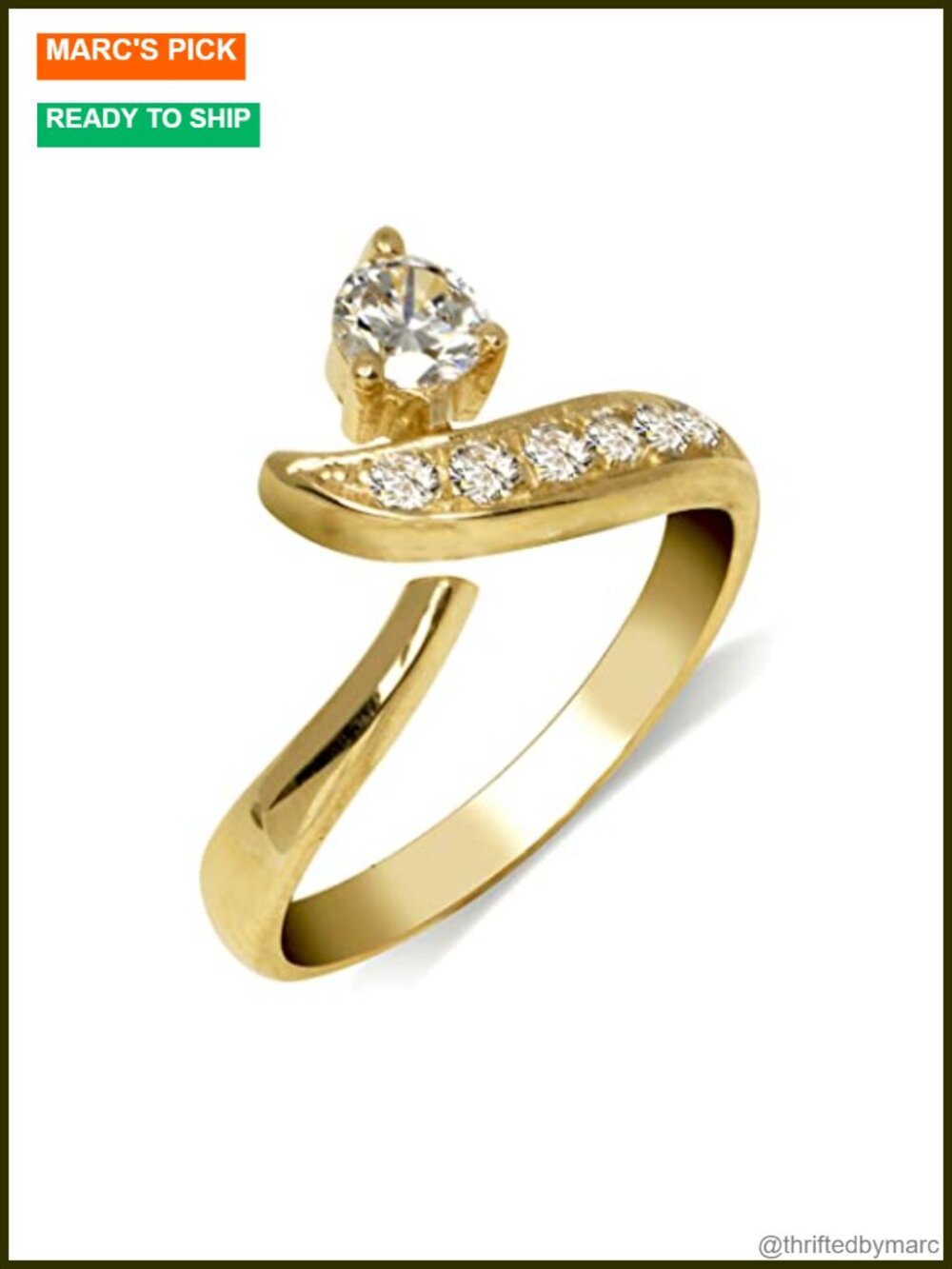Solid 10K Gold Bypass Toe Ring, Adjustable Foot Jewelry, Hypoallergenic